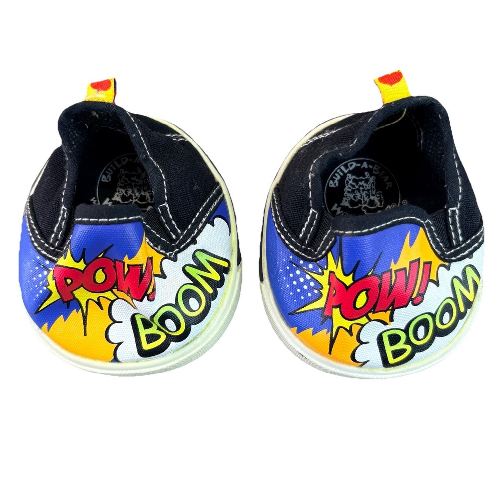 Rare Vintage Build A Bear Superhero Comic Book Shoes POW BOOM Slip On Sneakers